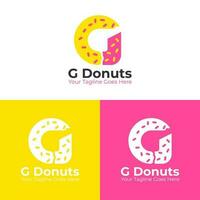 Krapfen Logo Vektor Grafik Design Initiale Brief G im süß Rosa und Gelb