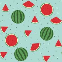 retro mönster av vattenmelon bitar på en turkos bakgrund vektor