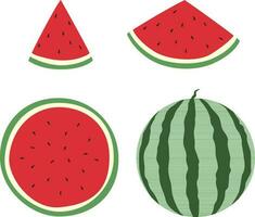 uppsättning av vattenmeloner i en annorlunda form i en ritad för hand stil vektor