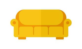 de soffa ikon är gul i vektor formatera. en bekväm levande rum för interiör design, markerad på en vit bakgrund.