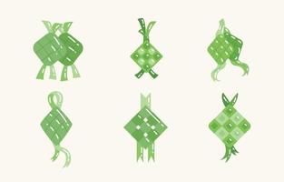 Ketupat Ramadan Hari Raya Aidil Fitri Icon Set vektor