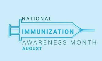 National Immunisierung Bewusstsein Monat August. Hintergrund, Banner, Karte, Poster, Vorlage. Vektor Illustration.