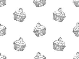 Cupcake Karikatur Charakter nahtlos Muster auf Weiß Hintergrund vektor