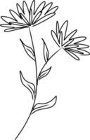 svart silhuetter av hand dragen blommor och växter isolerat på vit bakgrund. svartvit vektor illustrationer i skiss stil