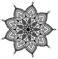 svartvit etnisk mandala design. anti-stress färg sida för vuxna. hand dragen svart och vit vektor illustration
