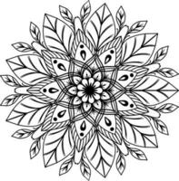 svartvit etnisk mandala design. anti-stress färg sida för vuxna. hand dragen svart och vit vektor illustration