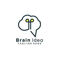 Gehirn Idee Logo mit einfach lineart und kreativ Idee Design vektor