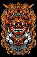 barong mask illustration från balinesisk konst vektor