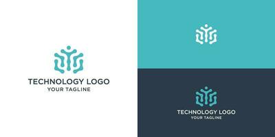 abstrakt Technologie Logo mit Punkt Konzept. Universal- Technologie Symbol. diese Logo ist geeignet zum Forschung, Wissenschaft, medizinisch, Logo, Technologie. vektor