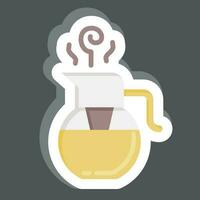 Aufkleber Glas Teehafen. verbunden zu Tee Symbol. einfach Design editierbar. einfach Illustration. Grün Tee vektor