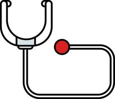 platt stil stetoskop ikon i tunn linje. vektor