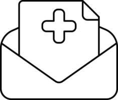 Gesundheit Mail oder Briefumschlag Symbol im schwarz Linie Kunst. vektor