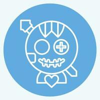 ikon voodoo docka. relaterad till halloween symbol. blå ögon stil. enkel design redigerbar. enkel illustration vektor