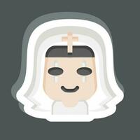 klistermärke nunna. relaterad till halloween symbol. enkel design redigerbar. enkel illustration vektor