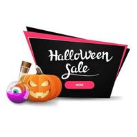 Halloween Sale schwarz Rabatt Banner mit Kürbis Jack und Hexentrank vektor