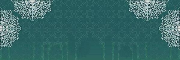 islamic grön bakgrund, med skön mandala prydnad. vektor mall för banderoller, hälsning kort för islamic högtider.