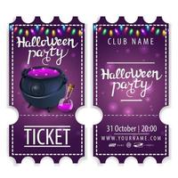 Ticket für Halloween-Party schönes Design mit Hexentopf mit Trank vektor