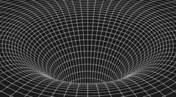 vit trådmodell maskhål tunnel, svart bakgrund vektor