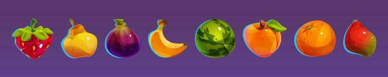 tecknad serie uppsättning av kasino frukt ikoner vektor