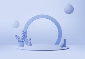 Zylinder abstrakte minimale Szene mit geometrischer Plattform Sommer Hintergrund Vektor 3D-Rendering mit Podest stehen, um kosmetische Produkte Bühne Schaufenster auf Sockel moderne 3D-Studio blau Pastell zu zeigen