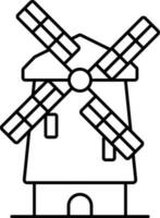 Windmühle kinderdijk Symbol im schwarz Umriss. vektor