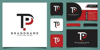 första brev tp logotyp mall design med företag kort design premie vektor