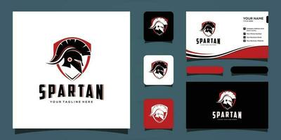 spartansk logotyp vektor, spartansk hjälm, huvud skydd, krigare, soldat, logotyp, symbol, ikon och företag kort premie vektor