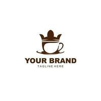 kaffe kopp och krona logotyp illustration vektor