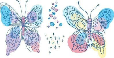 Hand gezeichnet Pastell- Vektor skizzieren von ein Schmetterling einstellen