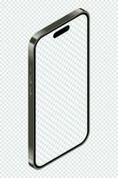 realistisk smartphone mockup. isometrisk smartphone uppsättning. 3d mobil telefoner med tom skärm. vektor illustration
