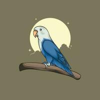 Blau Lovebird auf Ast Illustration vektor