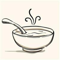 skål av varm soppa hand dragen klotter ikon. miso soppa vektor skiss illustration tecknad serie