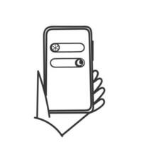 Hand gezeichnet Gekritzel Tag und Nacht Modus Schalter Symbol auf Handy, Mobiltelefon Telefon Illustration vektor