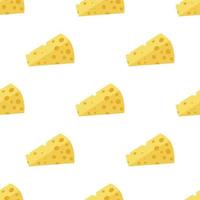 Käse nahtloses Muster. Stücke des gelben Käses, lokalisiert auf einem weißen Hintergrund. Käsestücke in verschiedenen Formen. flache Illustration des Vektors vektor