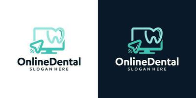 dental klinik uppkopplad logotyp design mall. dental logotyp med klick och övervaka grafisk design vektor illustration. symbol, ikon, kreativ.