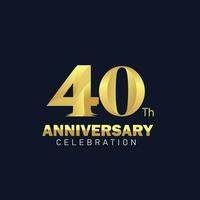 40 .. Jahrestag Logo Design, golden Jahrestag Logo. 40 .. Jahrestag Vorlage, 40 .. Jahrestag Feier vektor