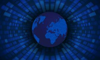 moderner cybersicherheitstechnologiehintergrund mit blauem globus vektor