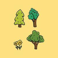 Pflanze und Baum Pack Illustration Design Vektor