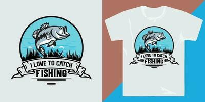 fiske t skjorta mönster fiskare fångst fisk vektor