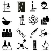 chemisch Labor Vektor Symbol Satz. Labor Illustration Zeichen Sammlung. Chemie und Biotechnologie Symbol.