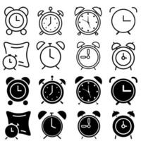 Alarm Uhr Symbol Vektor Satz. Zeit Illustration Zeichen Sammlung. Uhr Zeichen oder Symbol.