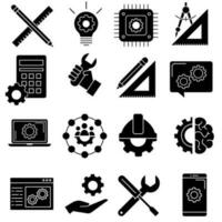 Ingenieurwesen Symbol Vektor Satz. Konstruktion Illustration Zeichen Sammlung. Entwerfen Symbol oder Logo.