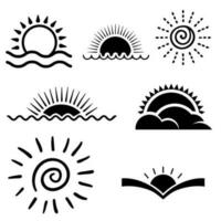 Sol ikon vektor uppsättning. sommar illustration tecken samling. väder symbol eller logotyp.