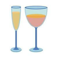 maträtter. en uppsättning av glas, cocktail, champagne, vinglas med en dryck. vektor