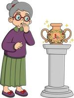 alt Frau suchen historisch Artikel, uralt Vasen und Urnen vektor