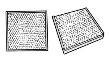 Honig Frames mit Bienenwachs. Waben im Wachs Stiftung und hölzern rahmen. Vektor Illustration