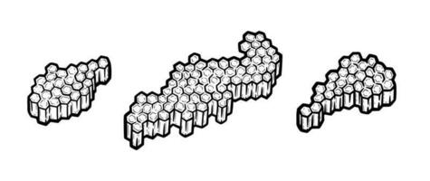 hoheycombs full av honung. bitar av kammar med hexagonal celler. svartvit vektor illustration