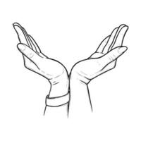 gest uttrycker skydd, vård, Stöd och säkerhet. symbol av kärlek och medkänsla i skiss stil. vektor illustration isolerat i vit bakgrund