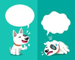 vektor tecknad serie karaktär tjur terrier hund uttrycker annorlunda känslor med Tal bubblor
