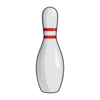 Single Bowling Stift mit rot Streifen Symbol. realistisch Illustration von Bowling. Vektor Illustration